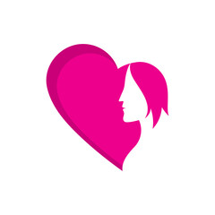 sign of women with love logo vector icon illustration