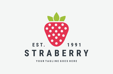 Strawberry logo vector icon illustration hipster vintage retro .