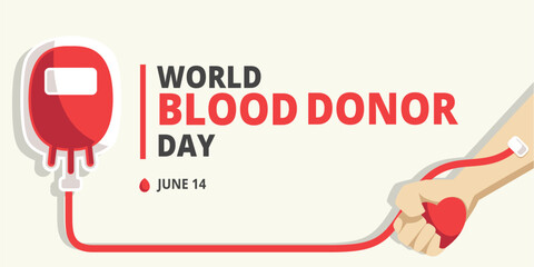 world blood donor day Background with blood bag and love hearth line. Suitable to place on content with that theme. Vector file every object is on separated layer