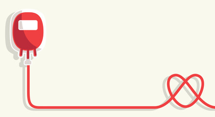 world blood donor day Background with blood bag and love hearth line. Suitable to place on content with that theme. Vector file every object is on separated layer