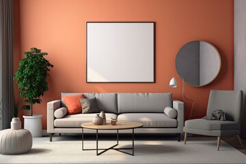 Mockup of the interior of a frame in a living room Generative AI