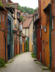 Obraz na płótnie Canvas narrow street in old town.