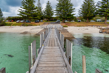 Fototapeta na wymiar Augusta's Jetty is the 'Old Town Jetty'. It is a popular point for launching kayaks and canoes, and also a great spot to sit and enjoy a bit of fishing or a picnic