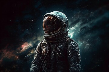 an astronaut in full assembly in space created with Generative AI technology