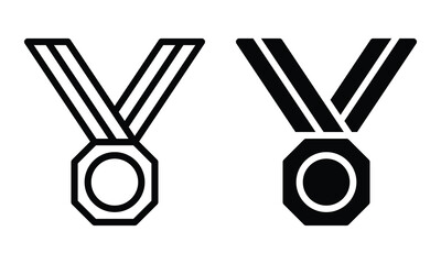 Medal icon with outline and glyph style.