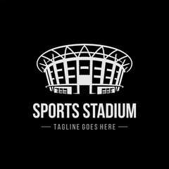 Great Soccer Stadium Logo Illustration. Can be used for, signs, badges, banners, or advertisements. Isolated on black background. © Afivctr x INF Studio