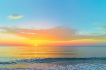 Obraz premium sunset on the sea, bright multi-colored sky and sun over the sea at sunrise, panorama