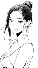 hand drawn cartoon anime cool swimsuit girl illustration in summer	
