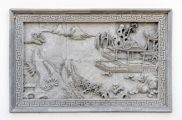 Chinese stone carving landscape mural