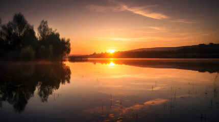 Fototapeta na wymiar sunset lake water sky landscape