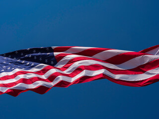 American Flag Flying on Windy Day