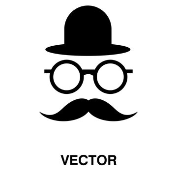 gentleman with moustache hat and glasses icon vector illustration on white background..eps