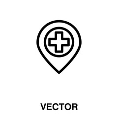 Obraz premium Map hospital icon,vector illustration. vector map hospital icon illustration isolated on White background,