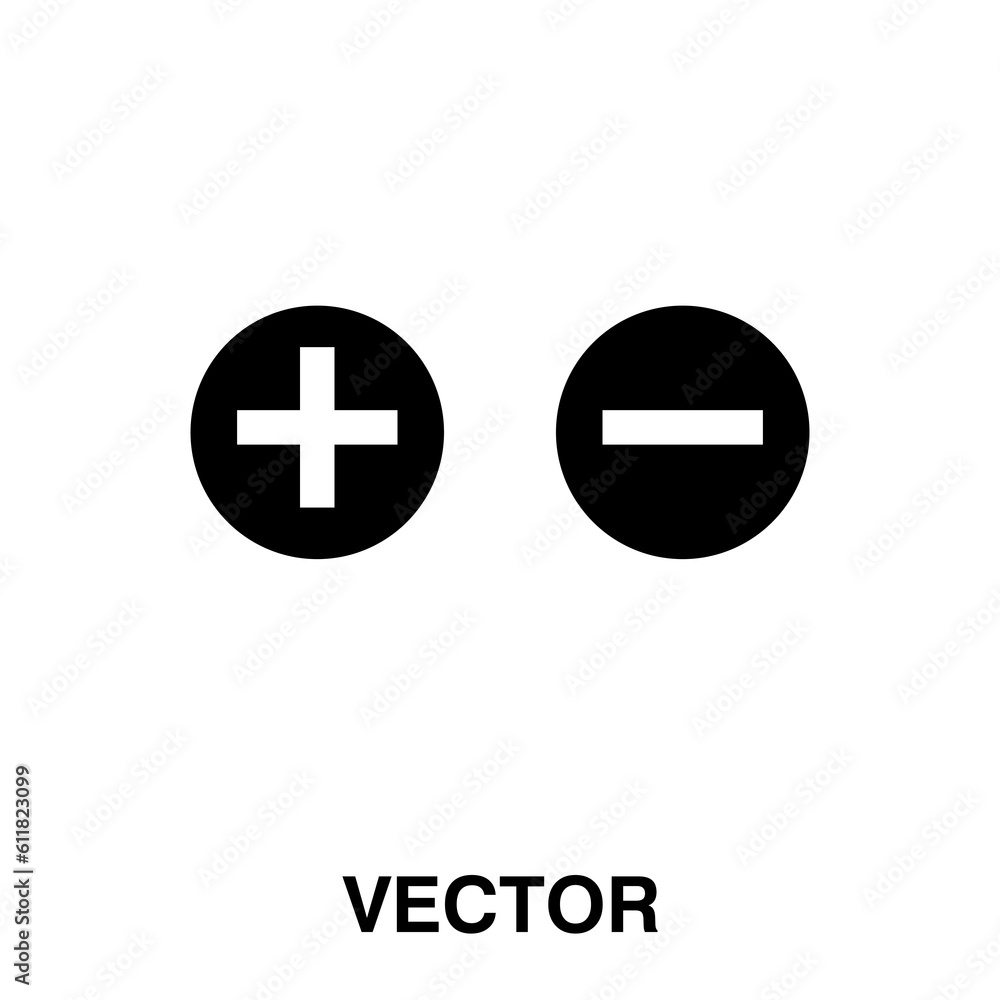 Poster plus and minuse icon,vector illustration. design style. vector plus and minuse icon illustration iso