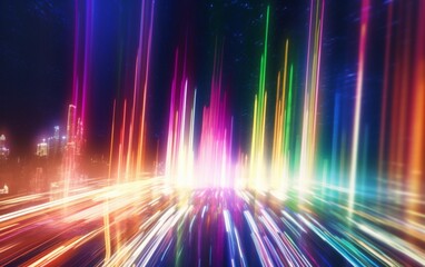 Fototapeta na wymiar Dazzling Rainbow Spectrum: Mesmerizing Anamorphic Lens Flare Wallpaper in 8K, Dark Palette, Tightly Cropped Compositions, Cross-Processed Elegance, Generative AI