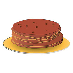 Chocolate pancake isolated on transparent background, dessert clipart element