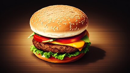 hamburger on black background