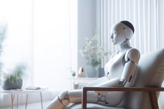 AI robot therapist in office. Generative AI.