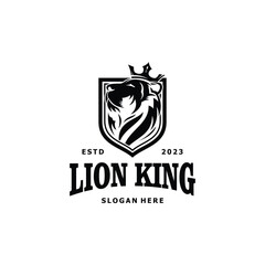 shield logo vector with lion king image | lion king logo vector illustration | lion king premium vector logo
