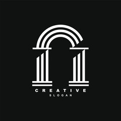 Ancient Greek arch pillar gate logo design for your brand or business
