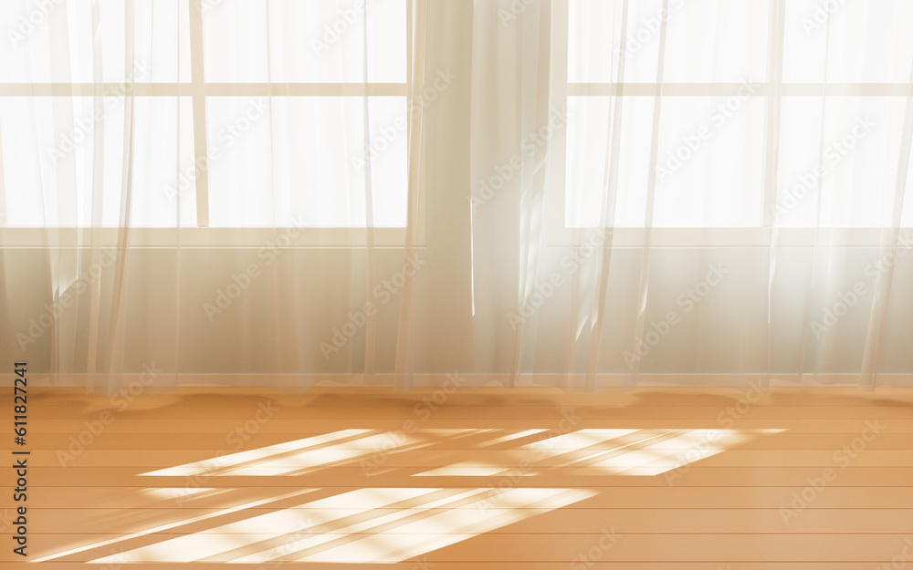 Poster empty room with light comes in, 3d rendering.