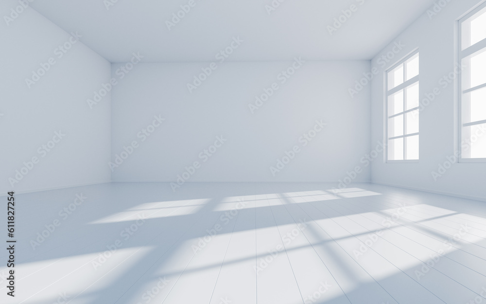 Poster empty room with light comes in, 3d rendering.