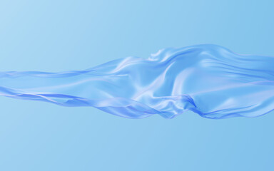 Smooth blue wave cloth background, 3d rendering.
