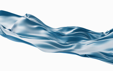 Smooth blue wave cloth background, 3d rendering.