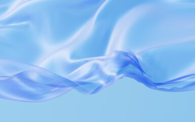 Smooth blue wave cloth background, 3d rendering.