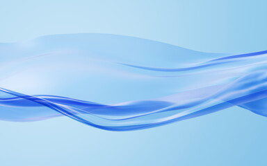 Smooth blue wave cloth background, 3d rendering.