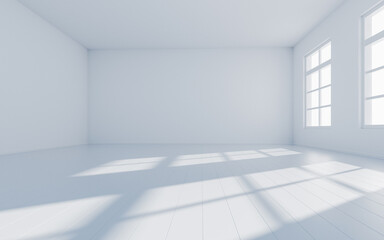 Empty room with light comes in, 3d rendering.