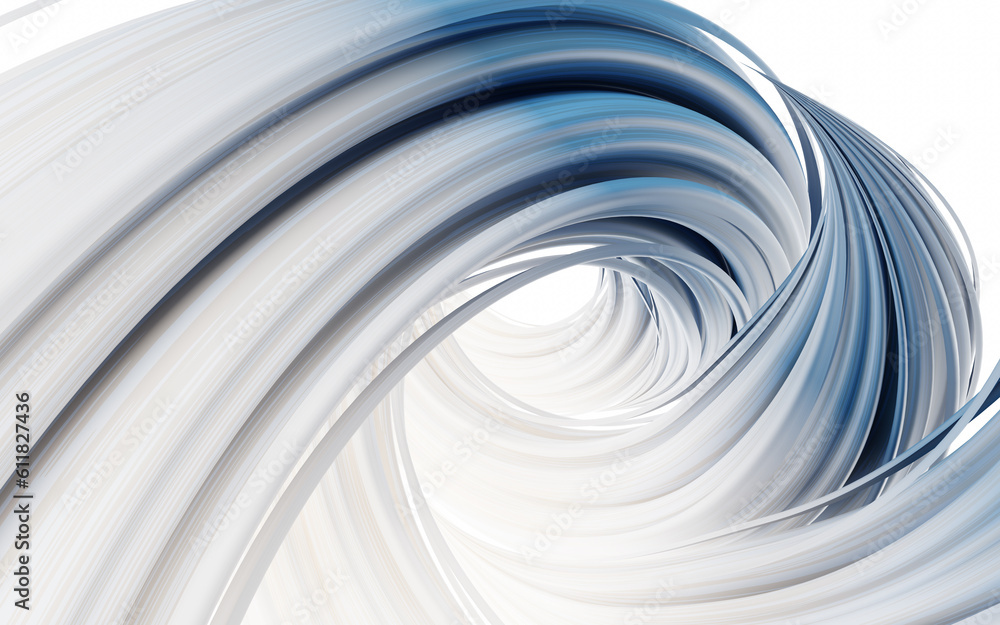 Poster flowing and twist geometry lines, 3d rendering.