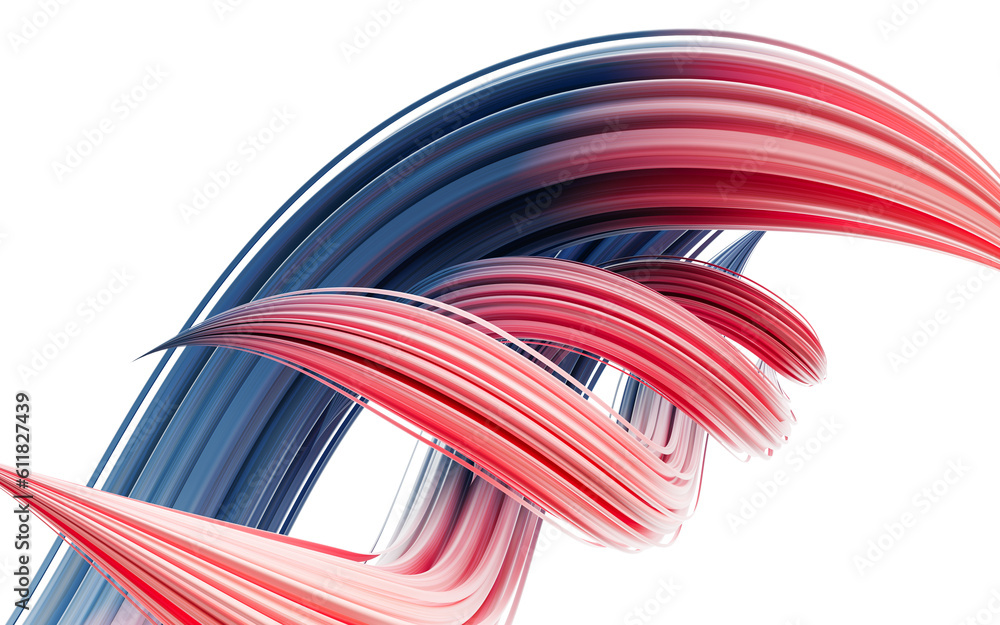 Poster flowing and twist geometry lines, 3d rendering.