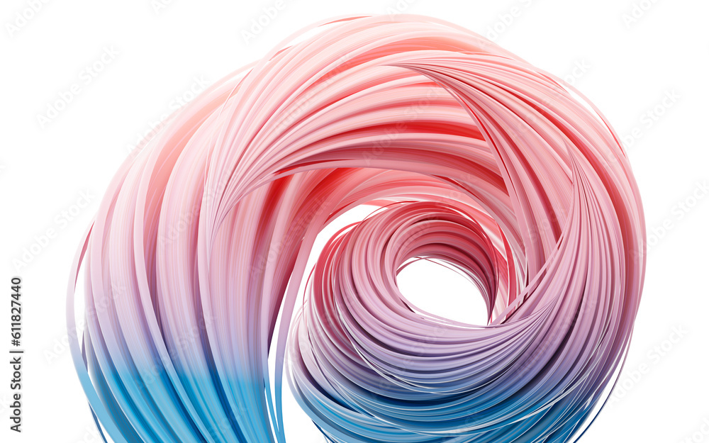 Aufkleber flowing and twist geometry lines, 3d rendering.