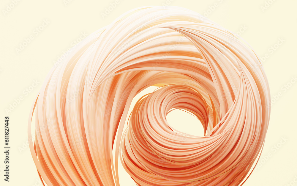 Poster flowing and twist geometry lines, 3d rendering.
