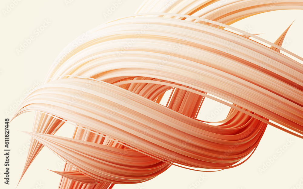 Poster flowing and twist geometry lines, 3d rendering.