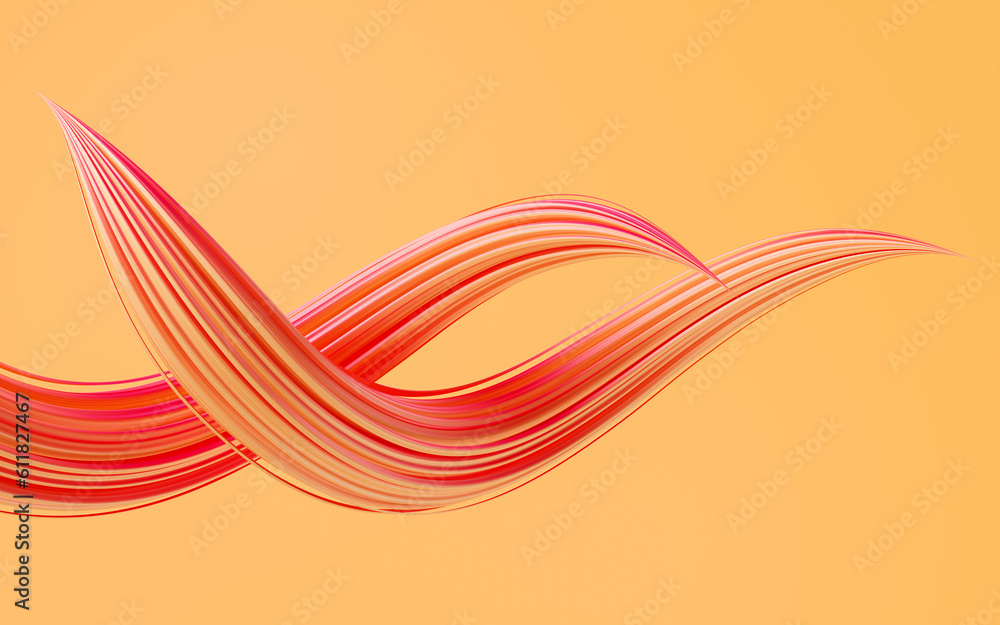 Poster flowing and twist geometry lines, 3d rendering.