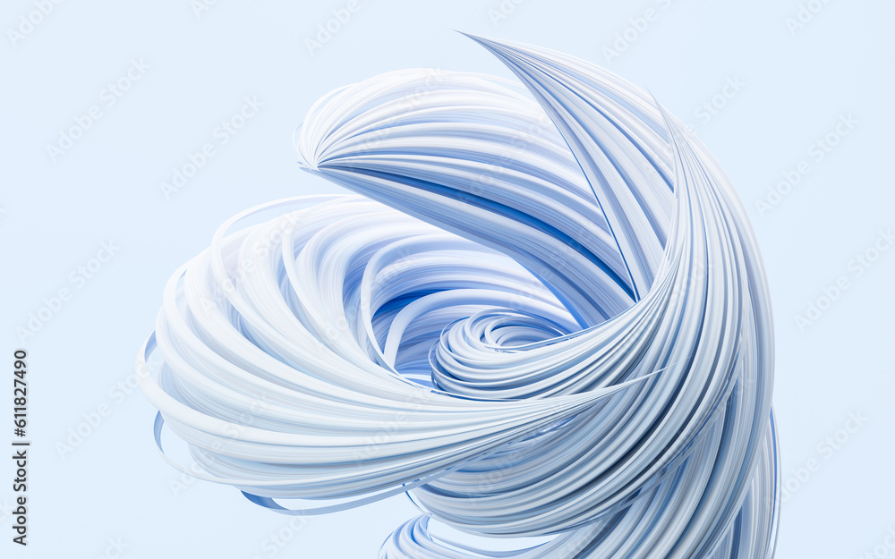 Poster flowing and twist geometry lines, 3d rendering.