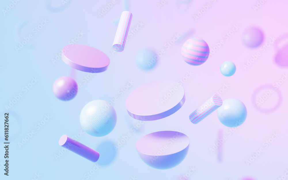 Poster abstract geometry shapes background, 3d rendering.