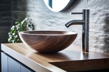 round sink in a contemporary bathroom, close-up Generative AI