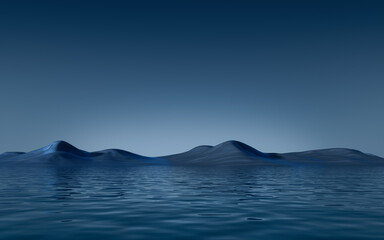 Lake and water surface background, 3d rendering.
