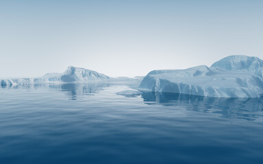 Lake and water surface background, 3d rendering.