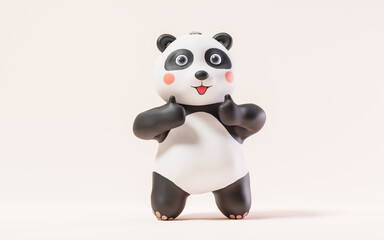 Panda with cartoon style, 3d rendering.