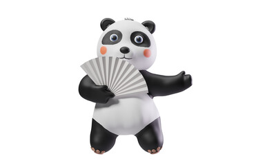 Panda with cartoon style, 3d rendering.