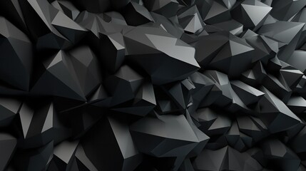 Abstract black geometric low-poly background. Generative AI.