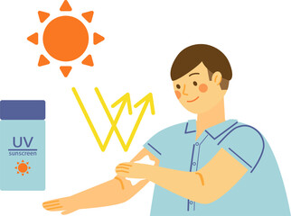 日焼け止めを塗るカッターシャツの男性