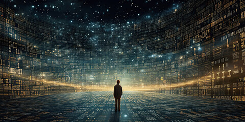 Printed Text Leading to Digital Information Age Galaxy Generative AI