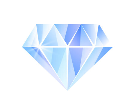 Sparkling geometric diamond. Gem jewel isolated. Brilliant gemstone vector eps illustration
