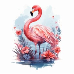 Flamingo painting Illustration-Generative AI