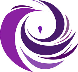 Obraz premium Abstract circle with semi linear as a spiral or propeller. One purple color lines with different thickness.